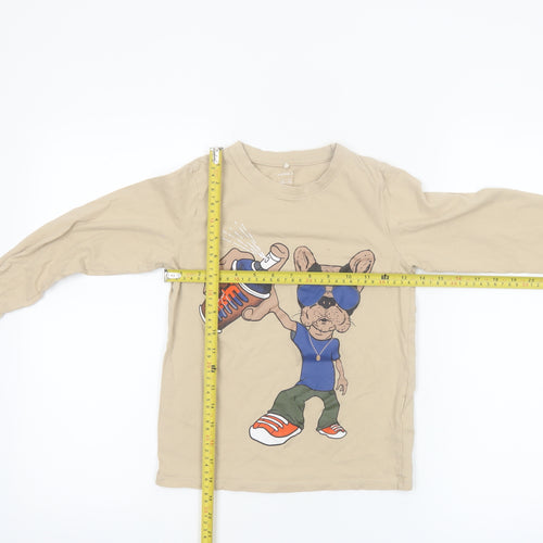 Name It Boys Beige Long Sleeve Graphic Dog T-Shirt 9-10 Years Cotton