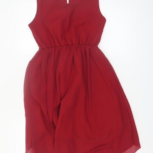 SHEIN Girls Red Sequin Chiffon Party Hi-Low Dress 11 Years