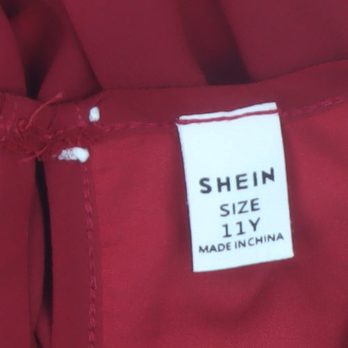 SHEIN Girls Red Sequin Chiffon Party Hi-Low Dress 11 Years