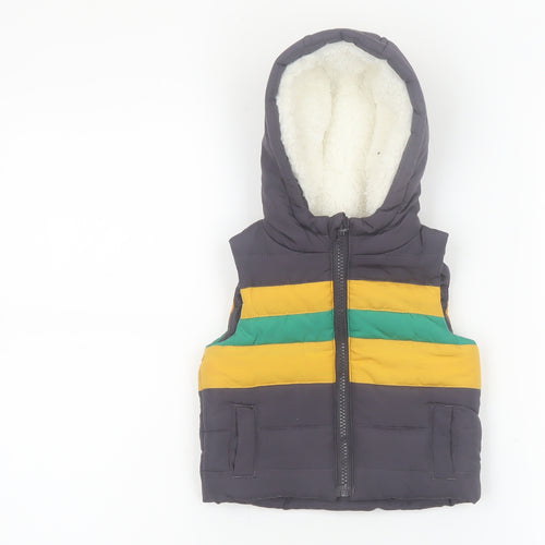 John Lewis Unisex Baby Grey Hooded Puffer Waistcoat 3-6 Months Polyester