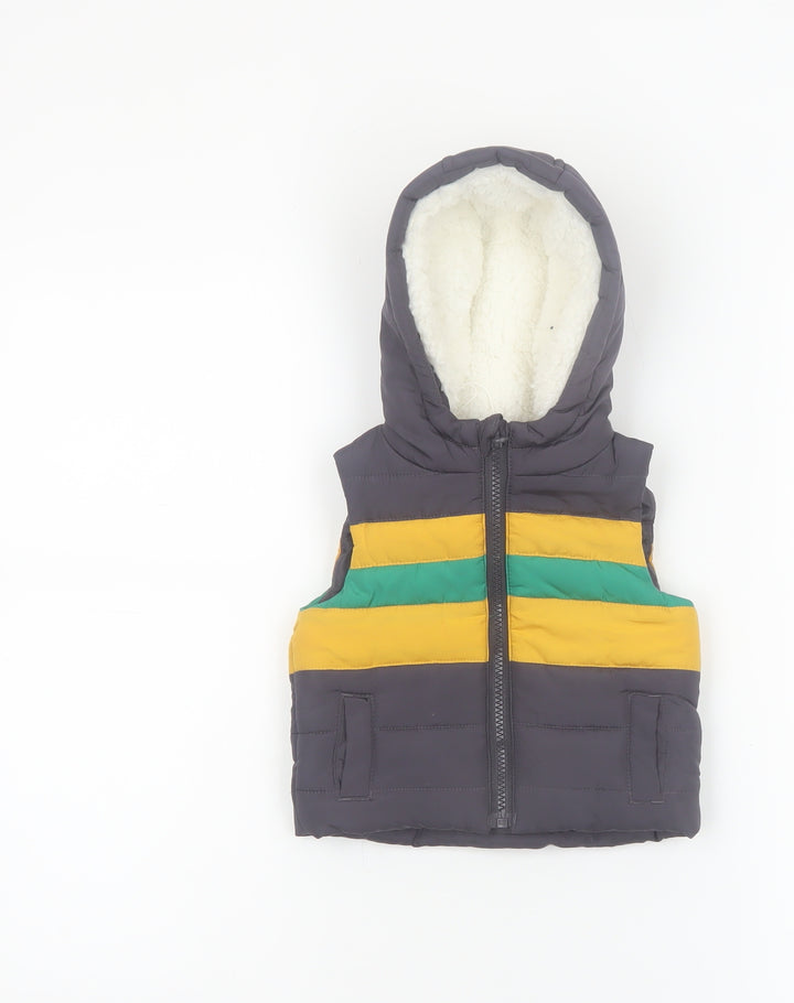 John Lewis Unisex Baby Grey Hooded Puffer Waistcoat 3-6 Months Polyester