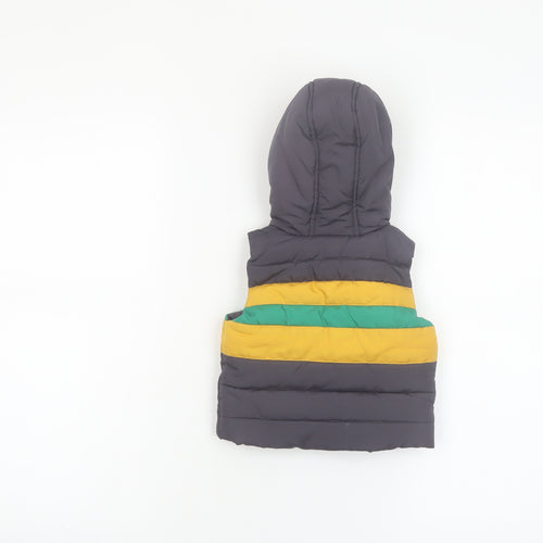 John Lewis Unisex Baby Grey Hooded Puffer Waistcoat 3-6 Months Polyester