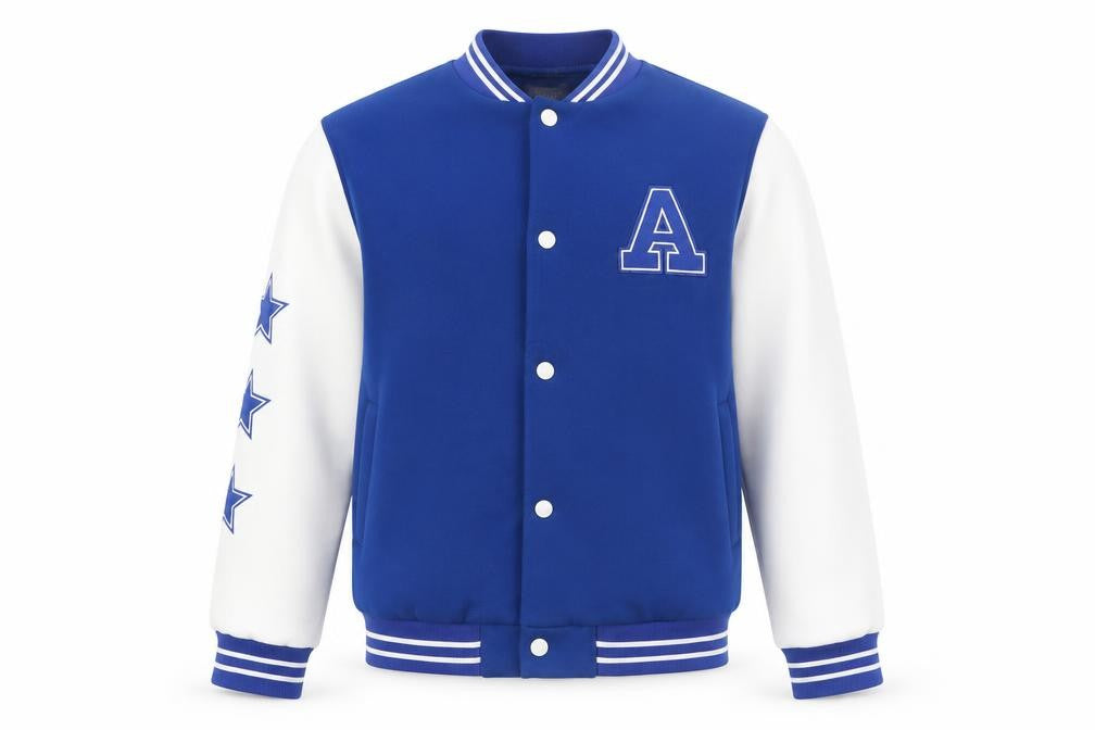 Shein Boys Blue Varsity Jacket 13-14 Years Polyester Lined School Jacket