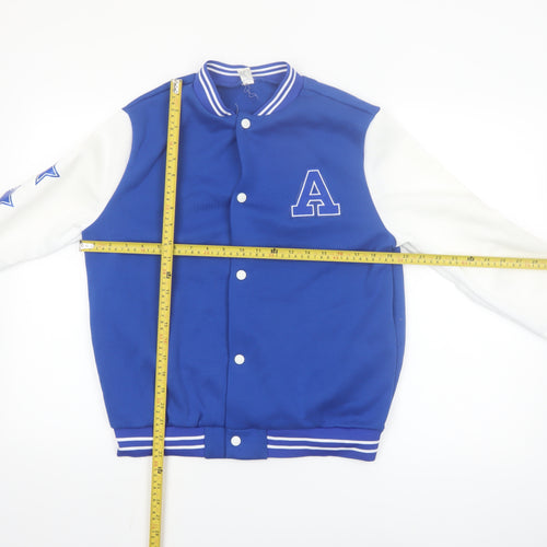 Shein Boys Blue Varsity Jacket 13-14 Years Polyester Lined School Jacket