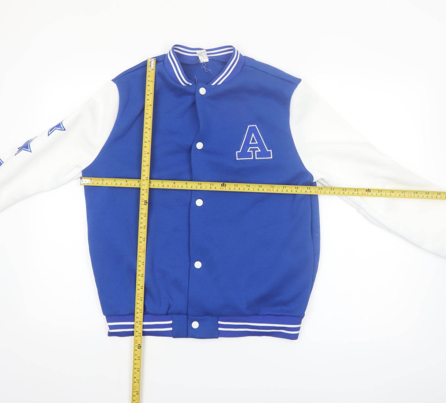 Shein Boys Blue Varsity Jacket 13-14 Years Polyester Lined School Jacket