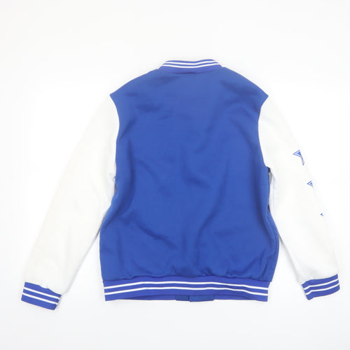 Shein Boys Blue Varsity Jacket 13-14 Years Polyester Lined School Jacket