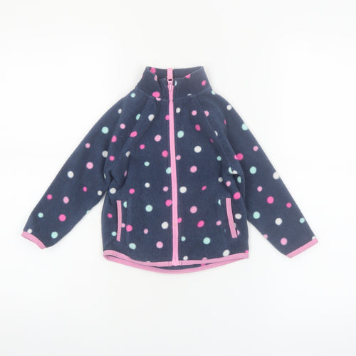 Dunnes Stores Girls Blue Polka Dot Fleece Zip Jacket 18-24 Months