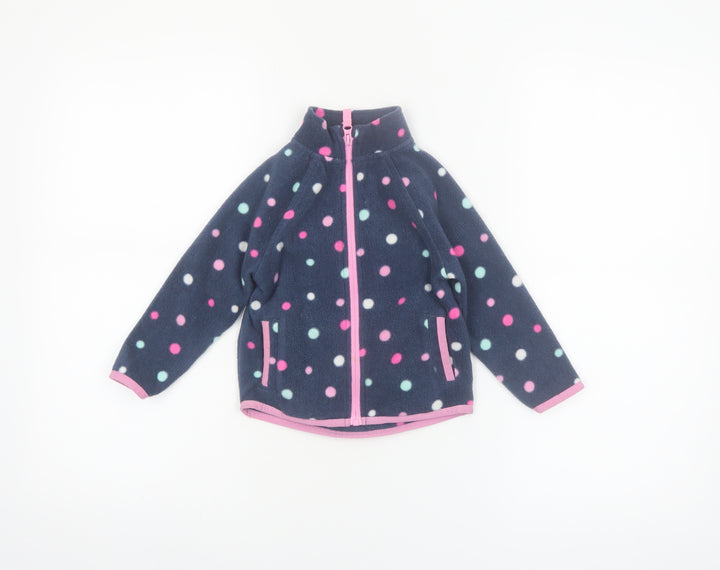 Dunnes Stores Girls Blue Polka Dot Fleece Zip Jacket 18-24 Months