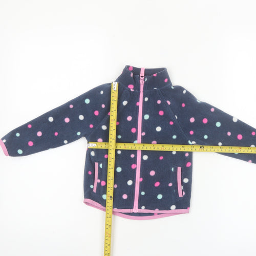 Dunnes Stores Girls Blue Polka Dot Fleece Zip Jacket 18-24 Months