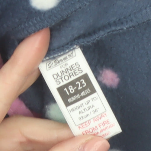 Dunnes Stores Girls Blue Polka Dot Fleece Zip Jacket 18-24 Months