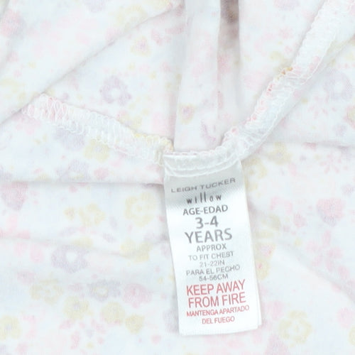 Leigh Tucker Willow Girls Pink Floral Cotton A-Line Dress 3-4 Years