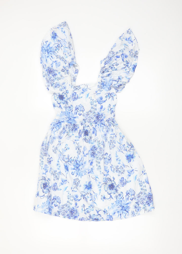 Next Girls Blue Floral A-Line Cotton Dress 6 Years
