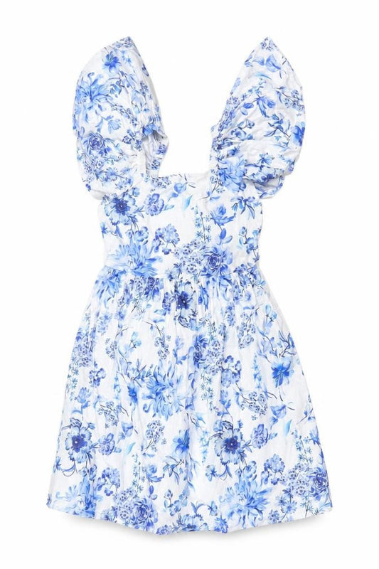 Next Girls Blue Floral A-Line Cotton Dress 6 Years