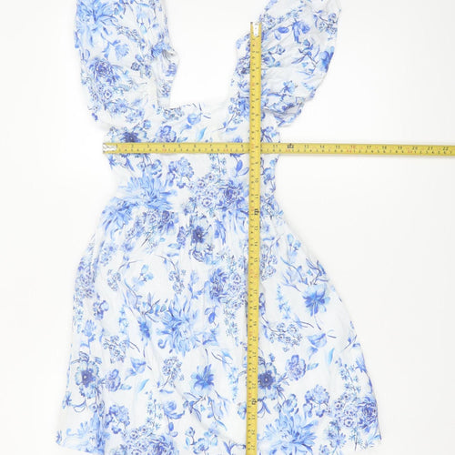 Next Girls Blue Floral A-Line Cotton Dress 6 Years