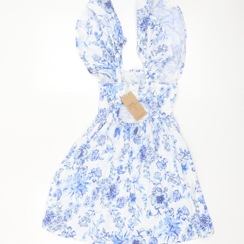 Next Girls Blue Floral A-Line Cotton Dress 6 Years