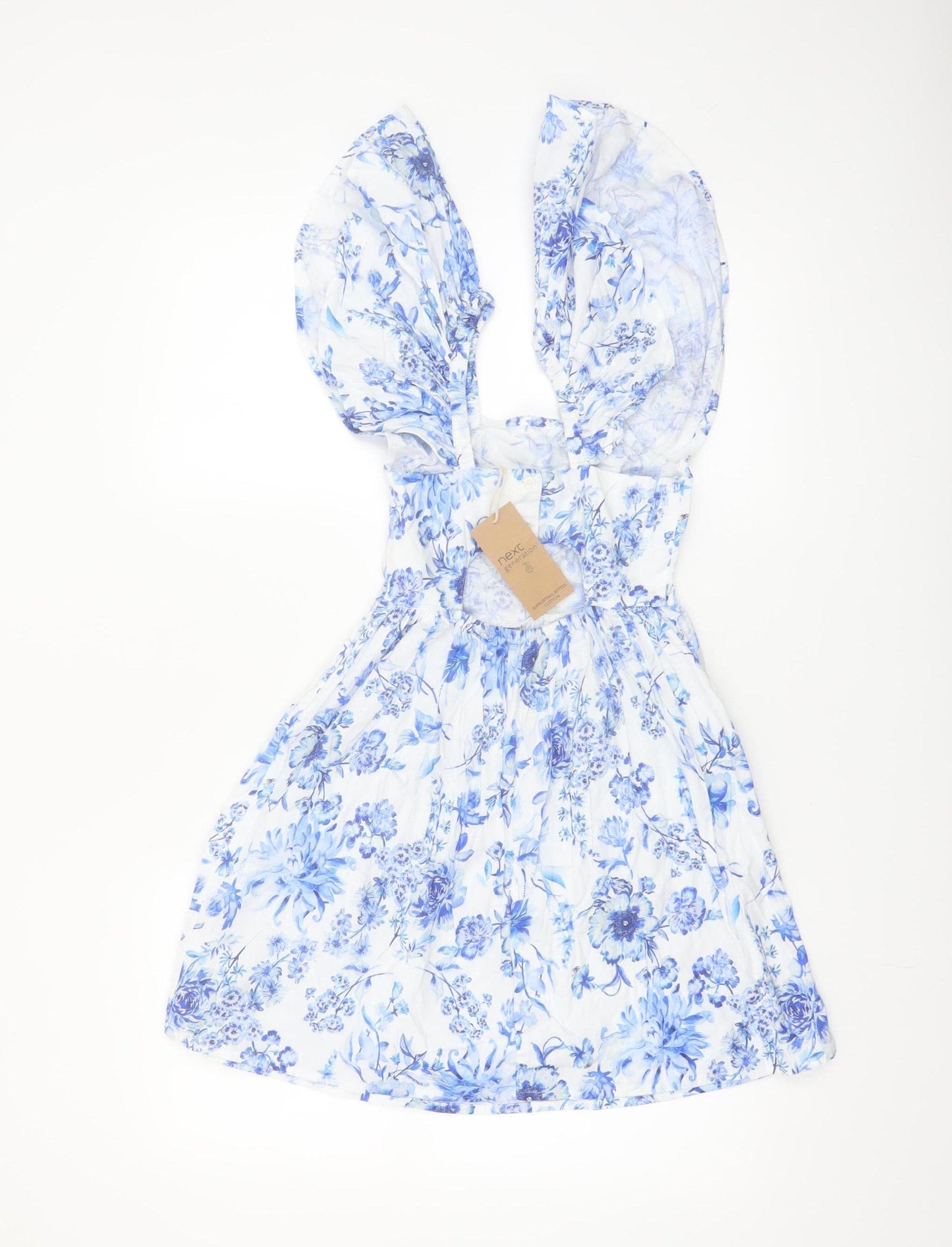 Next Girls Blue Floral A-Line Cotton Dress 6 Years