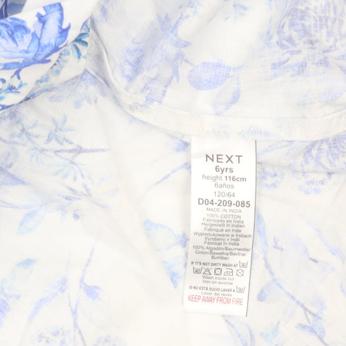 Next Girls Blue Floral A-Line Cotton Dress 6 Years