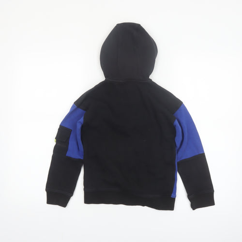 Nutmeg Boys Black Blue 7-8 Years 1/2 Zip Hoodie Colourblock Cotton Blend