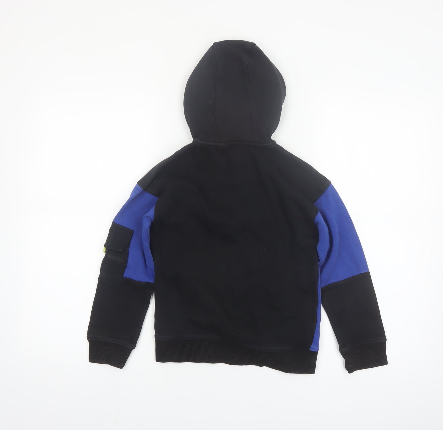 Nutmeg Boys Black Blue 7-8 Years 1/2 Zip Hoodie Colourblock Cotton Blend