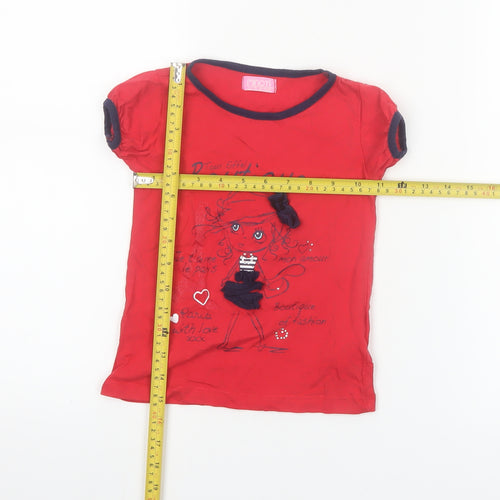 Minoti Girls Red Short Sleeve Graphic Cotton T-Shirt 3-4 Years