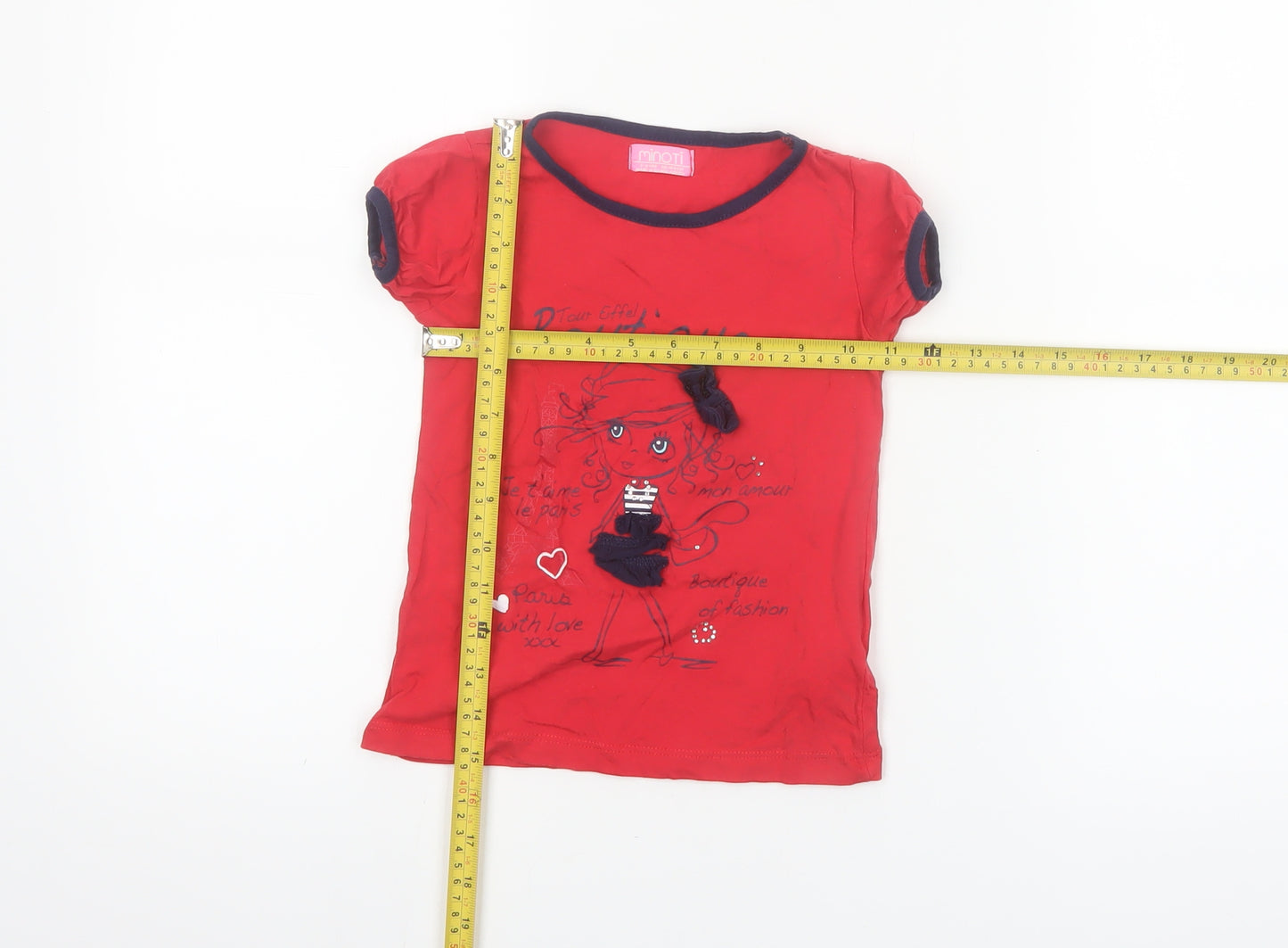 Minoti Girls Red Short Sleeve Graphic Cotton T-Shirt 3-4 Years