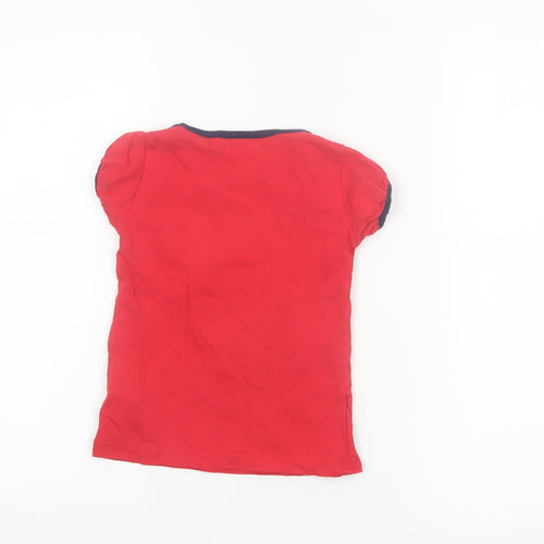 Minoti Girls Red Short Sleeve Graphic Cotton T-Shirt 3-4 Years