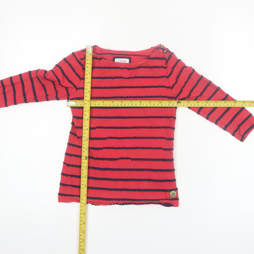 Jasper Conran Girls Red Striped 3/4 Sleeve Boat Neck T-Shirt 7-8 Years