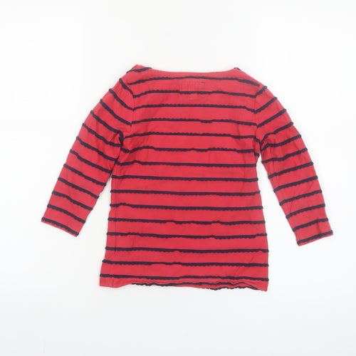 Jasper Conran Girls Red Striped 3/4 Sleeve Boat Neck T-Shirt 7-8 Years
