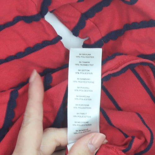 Jasper Conran Girls Red Striped 3/4 Sleeve Boat Neck T-Shirt 7-8 Years