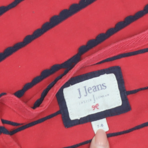 Jasper Conran Girls Red Striped 3/4 Sleeve Boat Neck T-Shirt 7-8 Years