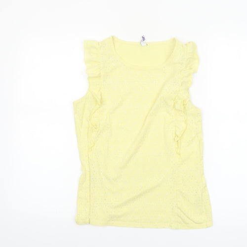 By Henry Holland Yellow Ruffle Sleeve Womens Size 10 Sleeveless Top