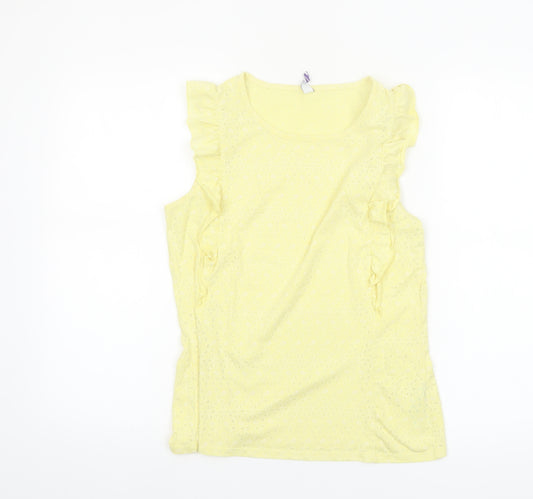 By Henry Holland Yellow Ruffle Sleeve Womens Size 10 Sleeveless Top
