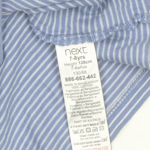 Next Girls Blue Striped Sleeveless Ruffle Cotton T-Shirt 7-8 Years