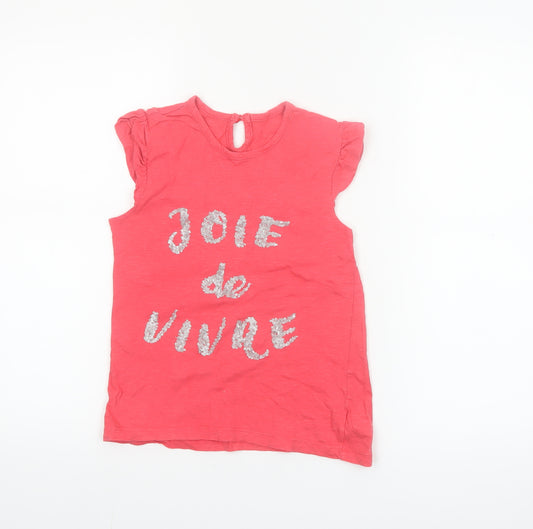 St. Bernard Girls Pink Glitter 'Joie de Vivre' Cotton T-Shirt 8 Years