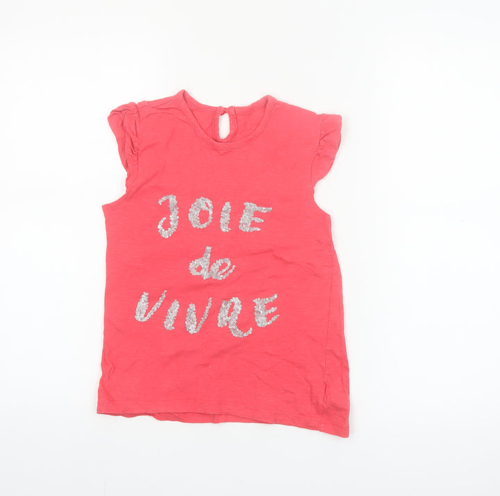 St. Bernard Girls Pink Glitter 'Joie de Vivre' Cotton T-Shirt 8 Years