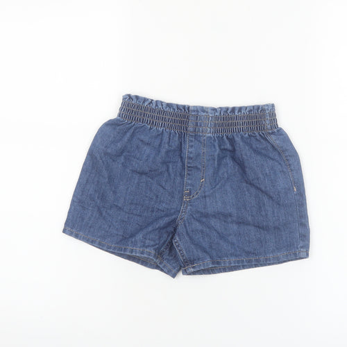 H&M Girls Blue Denim Chino Shorts 6-7 Years Elastic Waist Casual Summer