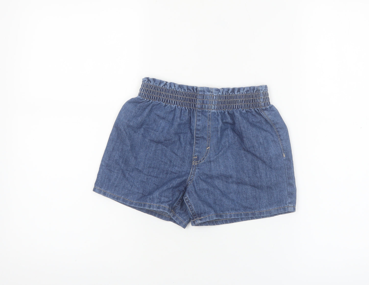 H&M Girls Blue Denim Chino Shorts 6-7 Years Elastic Waist Casual Summer