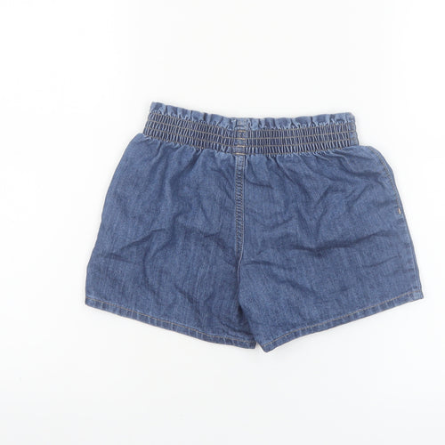 H&M Girls Blue Denim Chino Shorts 6-7 Years Elastic Waist Casual Summer