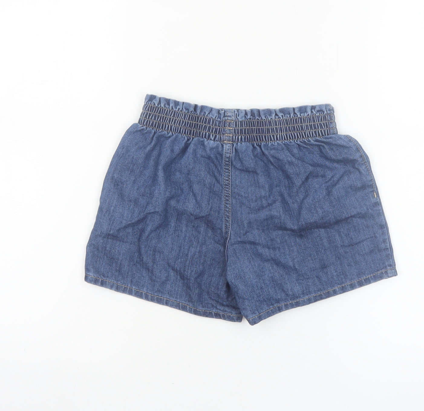 H&M Girls Blue Denim Chino Shorts 6-7 Years Elastic Waist Casual Summer