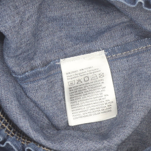 H&M Girls Blue Denim Chino Shorts 6-7 Years Elastic Waist Casual Summer
