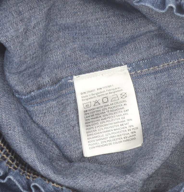 H&M Girls Blue Denim Chino Shorts 6-7 Years Elastic Waist Casual Summer