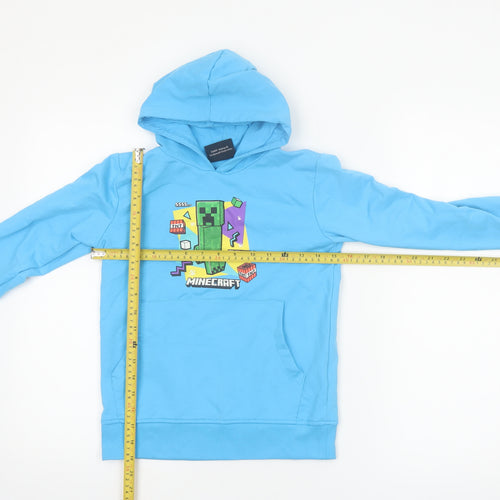 Minecraft Boys Blue Pullover Hoodie 8-10 Years Creeper Graphic Cotton Blend