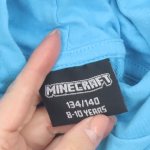 Minecraft Boys Blue Pullover Hoodie 8-10 Years Creeper Graphic Cotton Blend