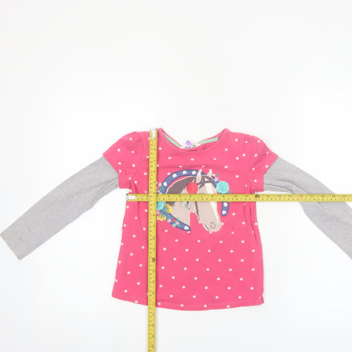 John Lewis Girls Pink Polka Dot Horse Long Sleeve T-Shirt 7 Years