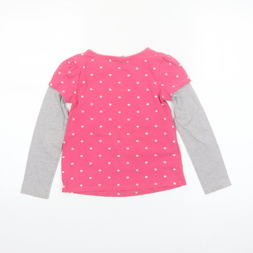 John Lewis Girls Pink Polka Dot Horse Long Sleeve T-Shirt 7 Years