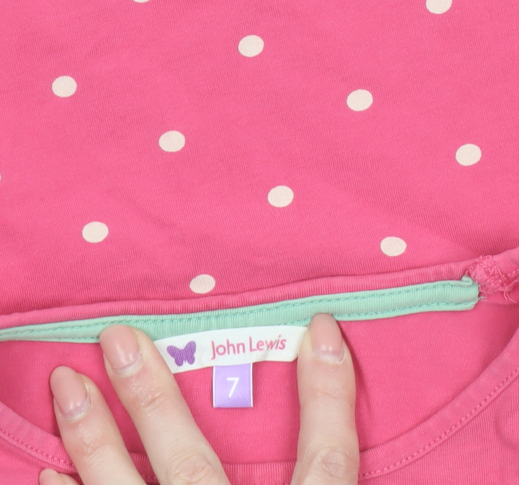 John Lewis Girls Pink Polka Dot Horse Long Sleeve T-Shirt 7 Years