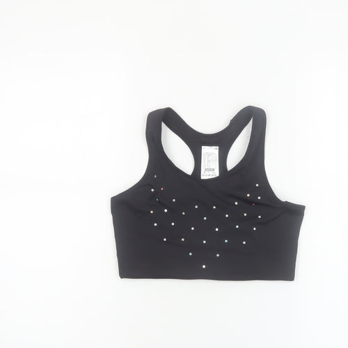 Decathlon Women Black Small Racerback Sports Bra with Rhinestones