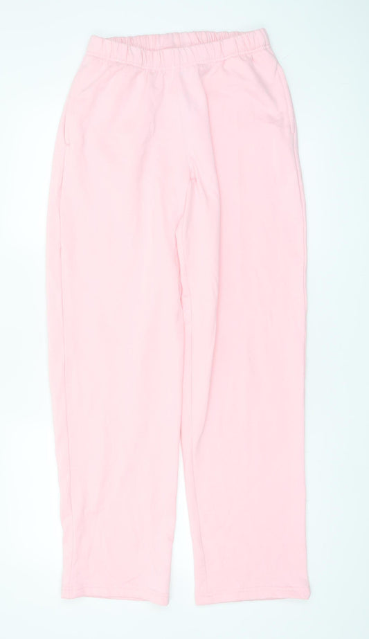 Pieces Womens Pink XS Straight Sweatpants Cotton Blend