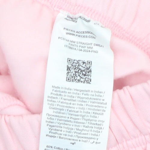Pieces Womens Pink XS Straight Sweatpants Cotton Blend