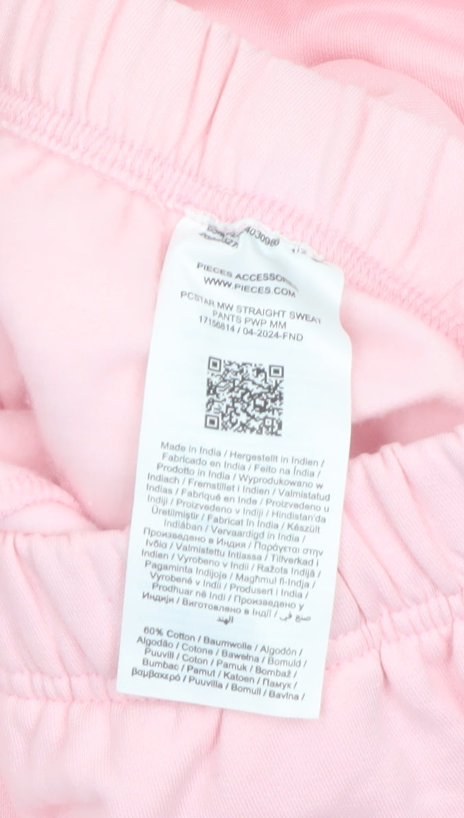 Pieces Womens Pink XS Straight Sweatpants Cotton Blend